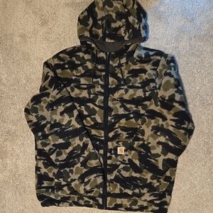 Carhartt Mens Rain Defender Relaxed Fit Fleece Reversible Hooded Jacket